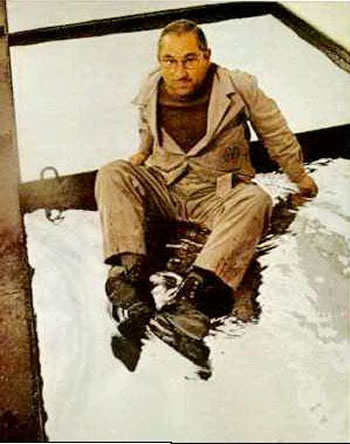 man floating on mercury