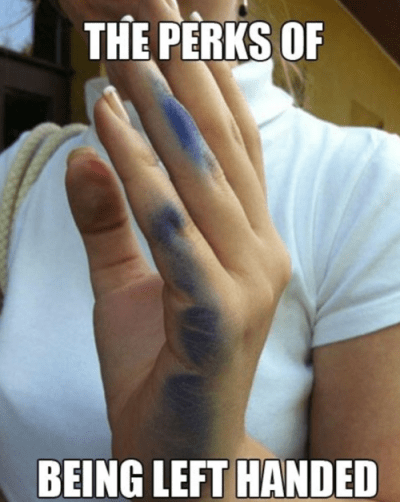 left hand with smudged ink