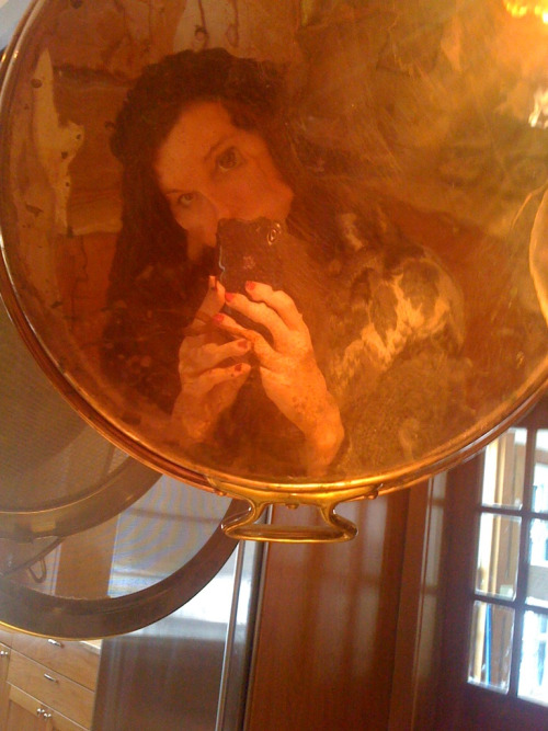 reflections in a copper pan